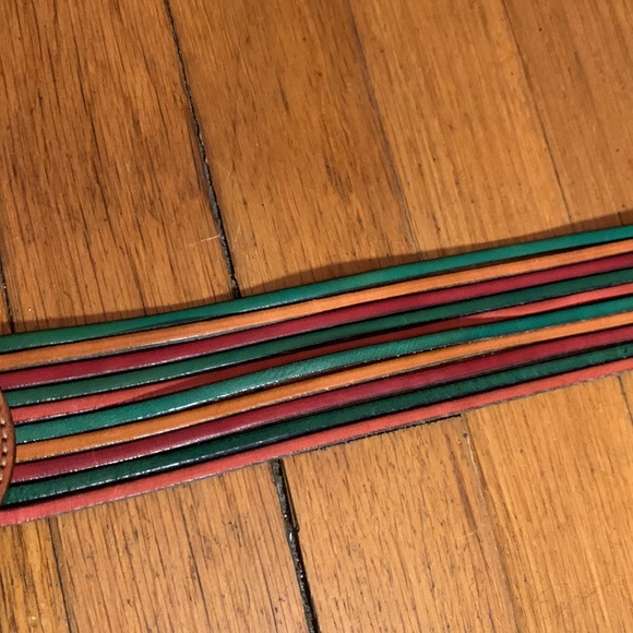 Echo brand ladies size M/L genuine Italian leather rainbow belt - Picture 3 of 6